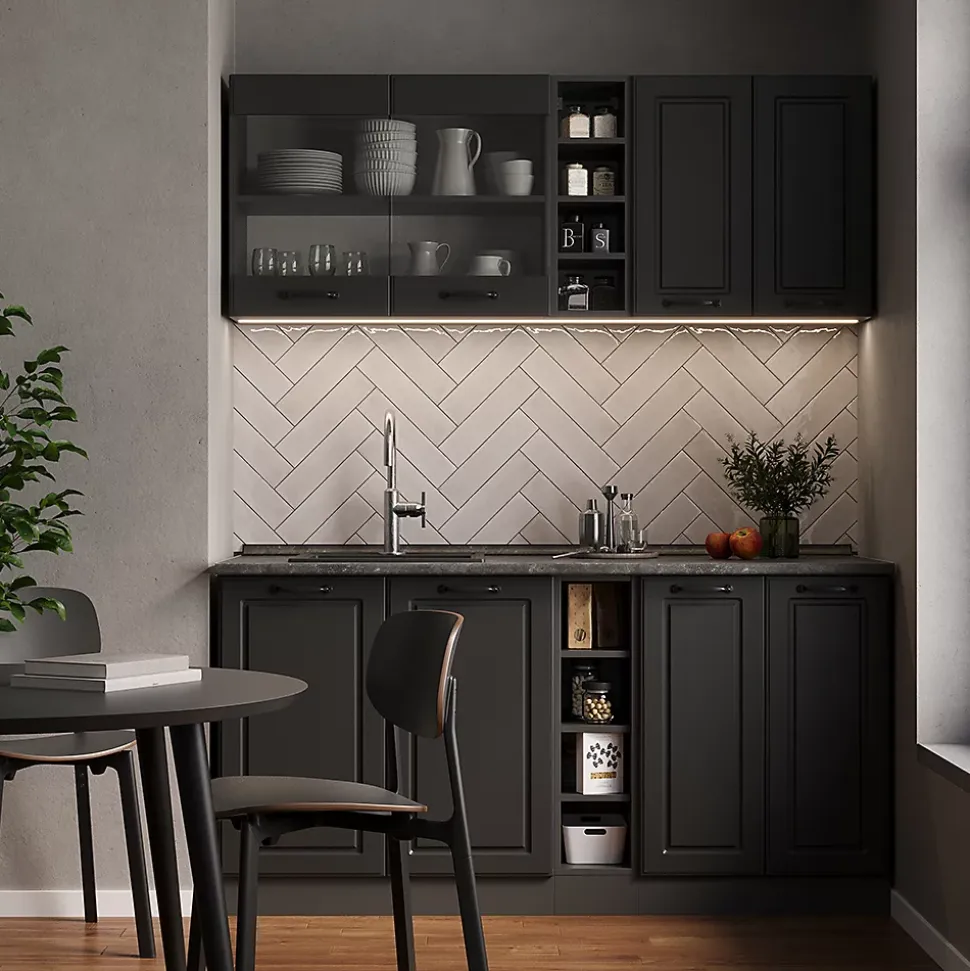 Vicco Cuisine Anthracite maison de campagne/anthracite 160cm , PT Chêne