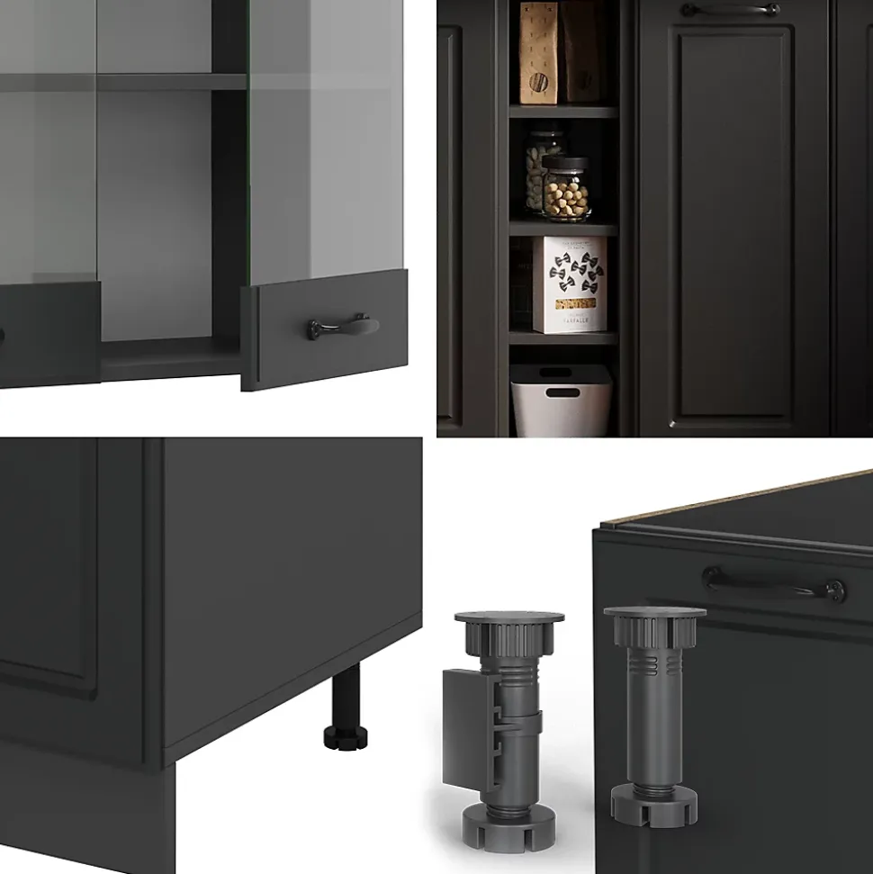 Vicco Cuisine Anthracite maison de campagne/anthracite 160cm , PT Chêne