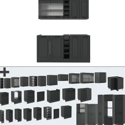 Vicco Cuisine Anthracite maison de campagne/anthracite 160cm , PT Chêne