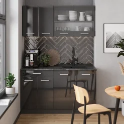 Vicco Cuisine Anthracite brillant/anthracite 140cm sans PT
