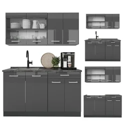 Vicco Cuisine Anthracite brillant/anthracite 140cm sans PT