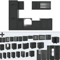 Vicco Cuisine Anthracite maison de campagne/anthracite 300cm , PT Marbre