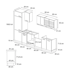 Vicco Cuisine Anthracite maison de campagne/anthracite 300cm , PT Marbre