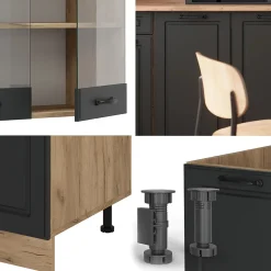 Vicco Cuisine Anthracite Campagne/Chêne doré 140cm sans PT