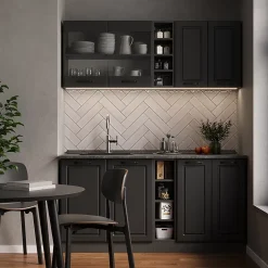 Vicco Cuisine Anthracite maison de campagne/anthracite 160cm , PT Marbre