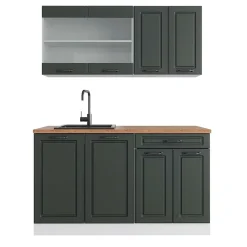 Vicco Cuisine Anthracite maison de campagne/blanc 140cm , PT Chêne