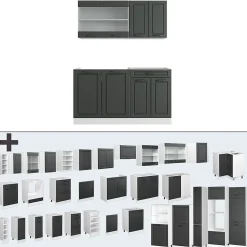 Vicco Cuisine Anthracite maison de campagne/blanc 140cm , PT Chêne