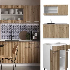 Vicco Cuisine Artisan chêne/blanc 140cm , PT Chêne