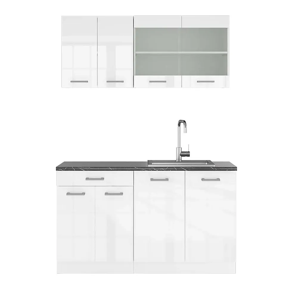 Vicco Cuisine blanc brillant/blanc 140cm , PT Anthracite