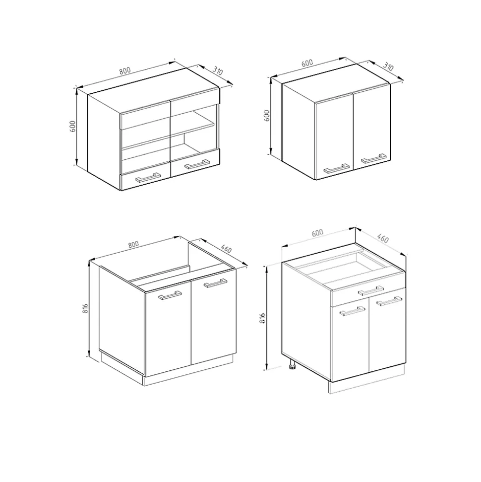 Vicco Cuisine blanc brillant/blanc 140cm , PT Anthracite