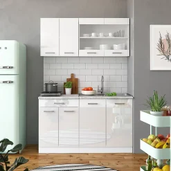 Vicco Cuisine blanc brillant/blanc 140cm , PT Anthracite