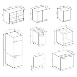 Vicco Cuisine Blanc brillant/Anthracite 300cm sans PT