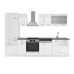 Vicco Cuisine blanc brillant/blanc 300cm , PT Anthracite