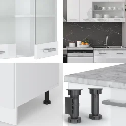 Vicco Cuisine blanc brillant/blanc 300cm , PT Anthracite