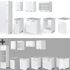 Vicco Cuisine blanc brillant/blanc 300cm , PT Anthracite