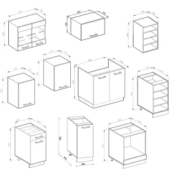 Vicco Cuisine blanc brillant/blanc 240cm , PT Chêne