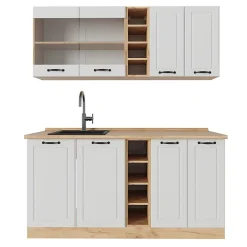 Vicco Cuisine Blanc campagnard/Chêne doré 160cm sans PT