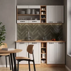 Vicco Cuisine Blanc campagnard/Chêne doré 160cm sans PT