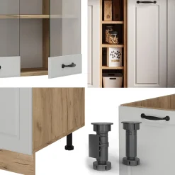 Vicco Cuisine Blanc campagnard/Chêne doré 160cm sans PT