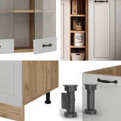 Vicco Cuisine Blanc campagnard/Chêne doré 160cm , PT Chêne