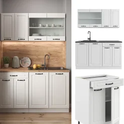 Vicco Cuisine Blanc campagne/blanc 140cm , PT Chêne