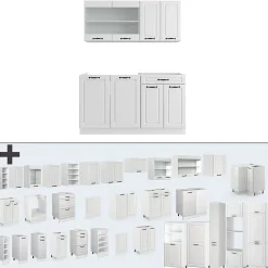 Vicco Cuisine Blanc campagne/blanc 140cm , PT Chêne