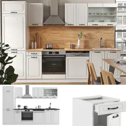 Vicco Cuisine Blanc campagne/blanc 300cm , PT Anthracite