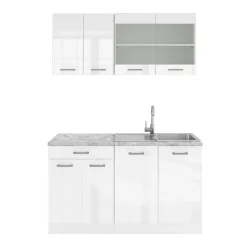 Vicco Cuisine Blanc 140cm , PT Marbre