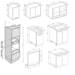 Vicco Cuisine Blanc 300cm avec armoire haute, sans PT