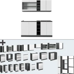 Vicco Cuisine blanc/anthracite 160cm , PT Anthracite