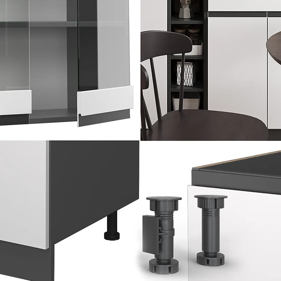 Vicco Cuisine blanc/anthracite 160cm , PT Anthracite