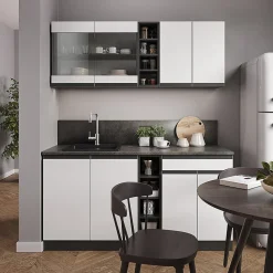 Vicco Cuisine blanc/anthracite 160cm , PT Anthracite