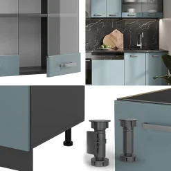 Vicco Cuisine Bleu-gris/anthracite 300cm sans PT