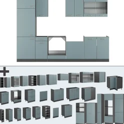 Vicco Cuisine Bleu-gris/anthracite 300cm sans PT