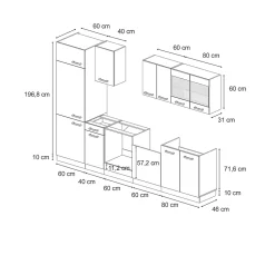 Vicco Cuisine Bleu-gris/anthracite 300cm sans PT