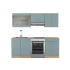 Vicco Cuisine Bleu-gris/chêne doré 200cm sans PT