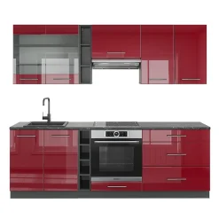 Vicco Cuisine Bordeaux haute brillance/anthracite 235cm , PT Anthracite