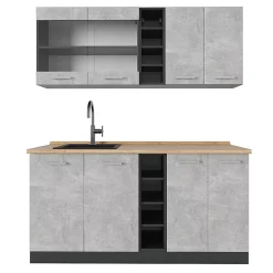 Vicco Cuisine Béton/Anthracite 160cm sans PT