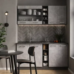 Vicco Cuisine Béton/Anthracite 160cm sans PT