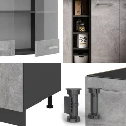 Vicco Cuisine Béton/Anthracite 160cm sans PT