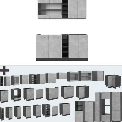 Vicco Cuisine Béton/Anthracite 160cm sans PT
