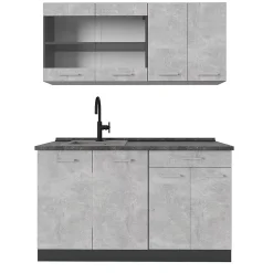 Vicco Cuisine Béton/Anthracite 140cm sans PT