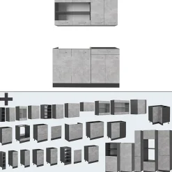Vicco Cuisine Béton/Anthracite 140cm sans PT