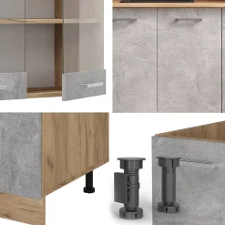 Vicco Cuisine Béton/force dor Chêne 140cm sans PT