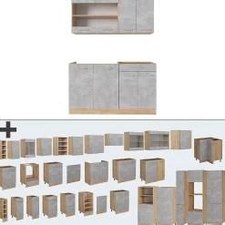 Vicco Cuisine Béton/force dor Chêne 140cm sans PT