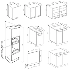 Vicco Cuisine Chêne doré/anthracite 300cm J-Shape, avec armoire haute, sans PT