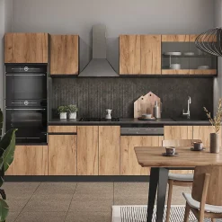 Vicco Cuisine Chêne doré/anthracite 300cm avec armoire haute, PT Anthracite