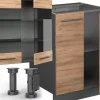 Vicco Cuisine Chêne doré/anthracite 300cm avec armoire haute, PT Anthracite