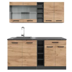 Vicco Cuisine Chêne doré/anthracite 160cm sans PT