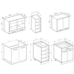 Vicco Cuisine Chêne doré/anthracite 160cm sans PT